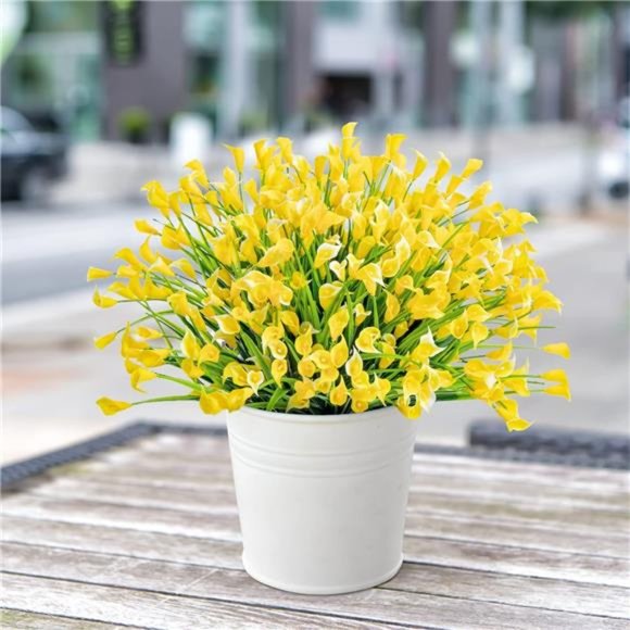 20 Bundles Artificial Flowers for Outdoors Fake Calla Lily Flowers, Yellow - Picture 6 of 7